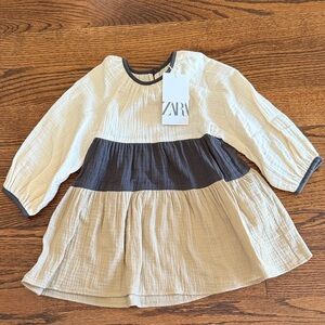 Zara Kids Beige and Dark Gray Dress